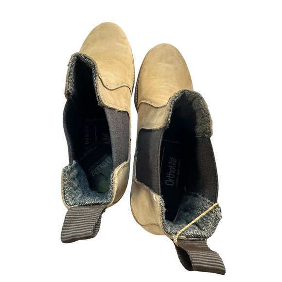 Women's Alpine Design Tan Leather Chelsea Boots With White Sole & Black Elastic - Picture 8 of 9